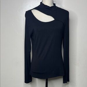 Haute Monde Black Asymmetrical Cut-Out Blouse